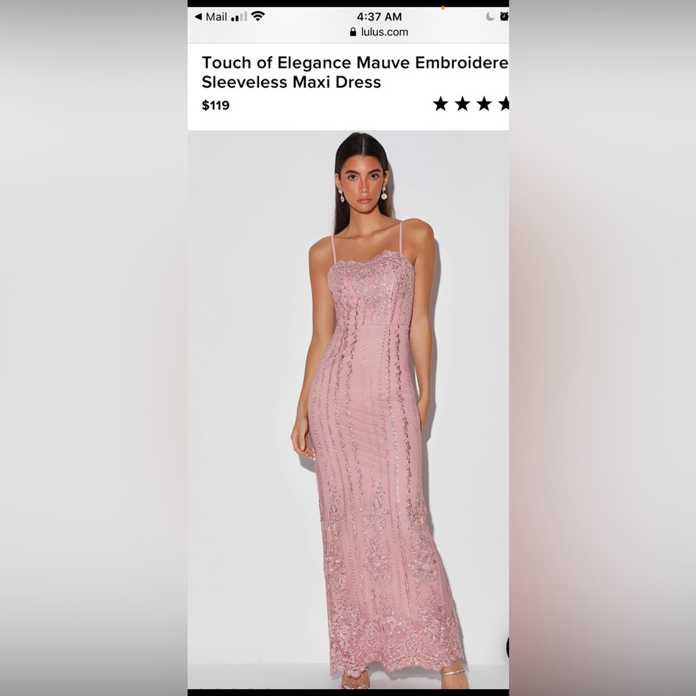 NWT Lulus Mauve Embroidered Maxi Dress
